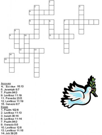 Printable Crossword Puzzles on Bible Worksheets Free  Printable Birds Of The Bible Crossword Puzzle