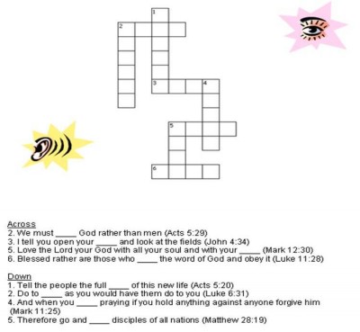 Religious Crossword Puzzles on Bible Crossword Puzzles Obey God Always